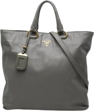 Prada Pre-owned Leather Tote Bag - Dames - Vintage Shopper - Grijs - ONE Size - Leer - Vintage