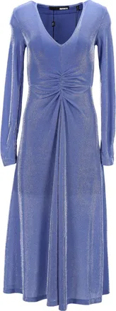 Rotate Draai de Birger Christensen Sierra Ruched Metallic Midi Dress in Blue Polyamide
