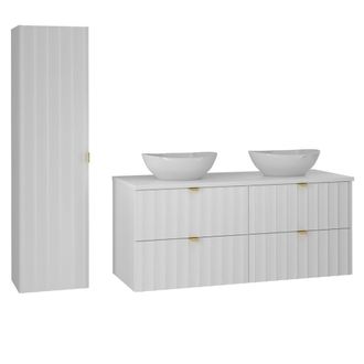 Petits Meubles Set de muebles con lavabo y columna estratificado Blanco
