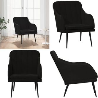 vidaXL Poltrona Nera 63x76x80 cm Velluto - Seduta confortevole - Poltrona nera