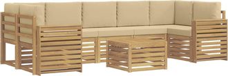 vidaXL Conjunto De Sof&aacute;s De Exterior 8 Uds. Y Beige Poli&eacute;ster Vidaxl
