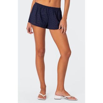 Edikted Edan Eyelet Shorts in Navy at Nordstrom, Size X-Small