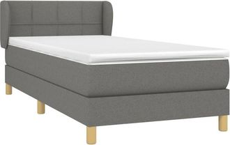 vidaXL Cama Box Spring Con Colch&oacute;n Tela Gris Oscuro 90x190 Cm Vidaxl