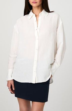 French Connection Birdie Oversize Linen Blend Button-Up Shirt in Summer White at Nordstrom Rack, Size X-Small