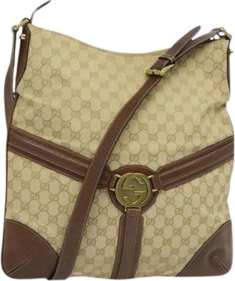 Gucci Pre-owned Cross Body Bags, female, Beige, Size: ONE SIZE Pre-owned Vintage Canvas Crossbody Bag