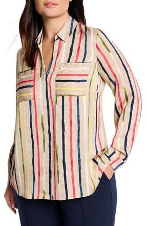 Nic+Zoe Painted Stripe Popover Top in Neutral Multi at Nordstrom Rack, Size 1X