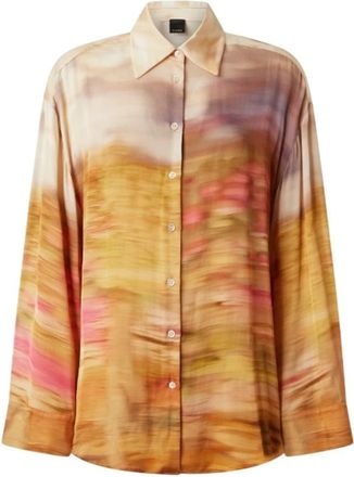 Pinko Katoenen Overhemd Multikleur Beige Print - Dames - Overhemden - Veelkleurig - M - Katoen - Overhemden