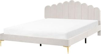Beliani Bed Velvet SAUVIAN 180 x 200 cm (EU Super King) Off-White