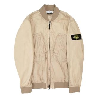 Stone Island Logo Patch Zipped Bomber Jacket Dove Grey 781542125-V0092