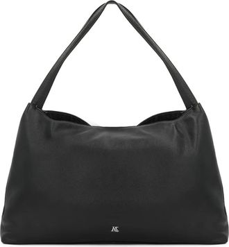 Kazar Zwarte trapeze handtas met schouderband - Dames - Schoudertassen - Zwart - ONE Size - Leer - Tassen