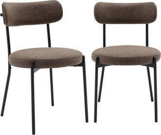 Sweeek Silla de metal y polipie marrón, set de 2, marrón