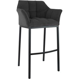 Clp Sgabello da bar Damaso Cord con struttura a quattro gambe grigio scuro nero