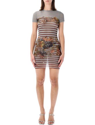 Jean Paul Gaultier Mesh Grape Mariniere Mini Dress