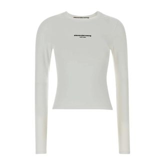 Alexander Wang Stretch Cotton T-Shirt - female - Alexander Wang - Long Sleeve T-Shirts - White - M - Tops