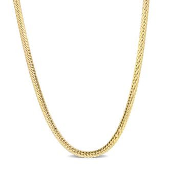 Amour Herringbone Chain Necklace In Yellow Plated Sterling Silver, 16 In