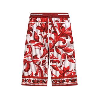 Dolce & Gabbana Majolica-print Striped Poplin Vanity Bermudas