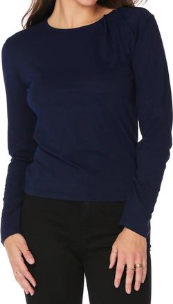 bobi Twist Neck Long Sleeve Tee In Dark Navy