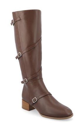 Journee Collection Elettra Buckle Knee High Boot in Brown at Nordstrom Rack, Size 5.5