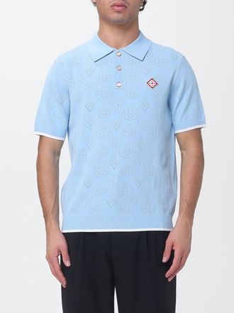 Casablanca Polo in maglia traforata in misto viscosa con logo a contrasto