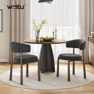 Woltu Woltu Juego De 2 Sillas Modernas Para Comedor/cocina - Tapizado De Chenilla, Patas De Metal Con Efecto Madera - Apto Para Comedor, Sala De Estar O Res