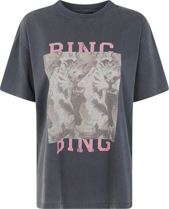 Anine Bing Tops, Dames, Zwart, S, Katoen, Cade Tee Tiger Muse