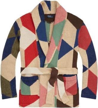 Polo Ralph Lauren Patchwork Shawl Collar Cardigan - Dames - Vesten - Veelkleurig - 2XS - Katoen - Truien & Vesten