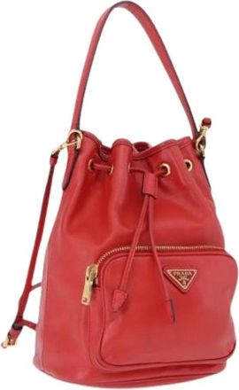 Prada Pre-owned Vintage Bucket Bag - Dames - Vintage Tas - Rood - ONE Size - Leer - Vintage