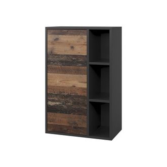 Vicco Estante De Pared Berno, Negro/antiguo, 50.1 X 78.4 Cm Con 3 Compartimentos Abiertos, Vicco