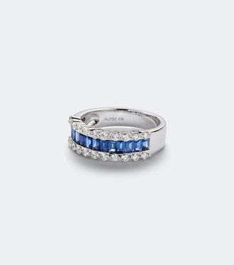 Bucherer Baguette Love 18kt white gold ring with sapphires and diamonds