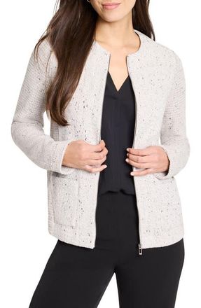 Nic+Zoe Knit & Woven Zip Front Jacket in Sugar Cookie at Nordstrom, Size Xx-Large