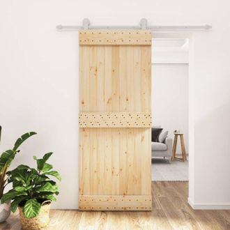 vidaXL Vidaxl - Puerta Corredera Con Herrajes Madera Maciza De Pino 85x210 Cm