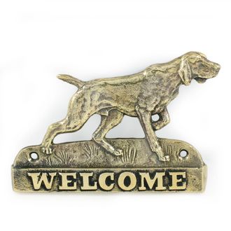 OEM Weimaraner - Placa De Bienvenida De Lat&oacute;n Con Un Perro, Placa De Bienvenida &Uacute;nica Con La Palabra Welcome De Art-dog
