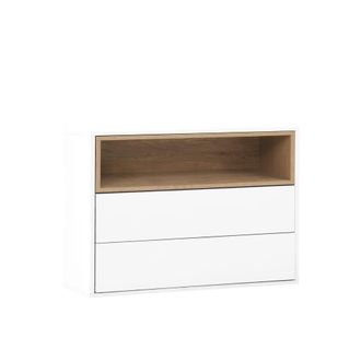 Klast Mueble recibidor flotante efecto madera natural-blanco 75 cm x 60 cm