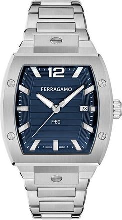 Ferragamo F-80 Tonneau Bracelet Watch, 42mm in Ip Stainless Steel/blue at Nordstrom