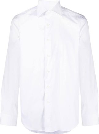 Canali button-down fitted shirt - men - Polyamide/Spandex/Elastane/Cotton - 40 - White