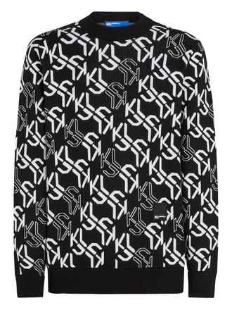 Karl Lagerfeld monogram-pattern sweater - men - Acrylic/Cotton - S - Black