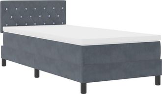vidaXL Box Spring Bed with Mattress Dark grey 90 x 200 cm Velvet Vidaxl