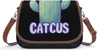 Generic Cute Cactus Cat Womens Crossbody Bag Fashion Shoulder Handbags Message Tote Bag with Adjustable Strap