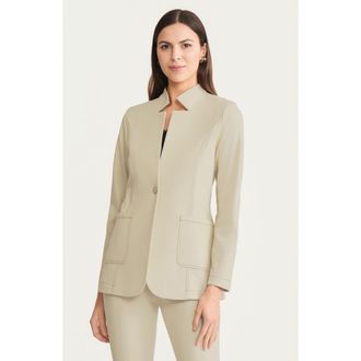 Misook Tailored LuxeStretch Ponte Single Button Blazer in Black/white at Nordstrom, Size Xx-Large