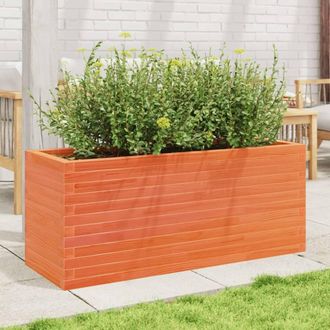 Berkfield Home Decorative Garden Planter Wax Brown 110x40x45.5 cm Solid Wood Pine in Tan