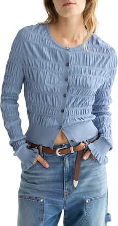 Scotch & Soda Smocked Crewneck Cardigan in Infinity at Nordstrom, Size X-Small