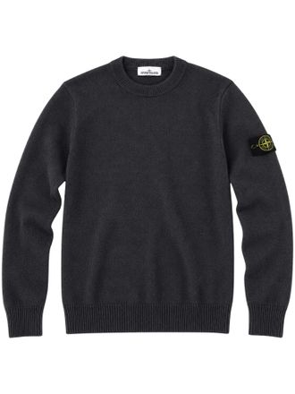 Stone Island Ribbed Crew Neck Sweater with Iconic Patch Detail