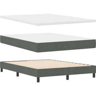 vidaXL Box Spring Bed with Mattress Dark grey 140 x 200 cm vidaXL