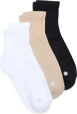 Zella Assorted 3-Pack Half Crew Socks in Tan Thread at Nordstrom, Size 9-11