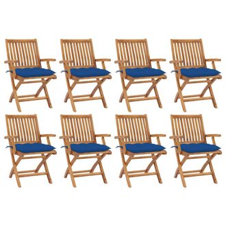 vidaXL Sillas De Jard&iacute;n Plegables 8 Uds Madera Maciza Teca Con Cojines Vidaxl
