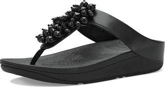FitFlop Fino Bead-Cluster Toe-Post Sandals Womens Wedge Shoes Black : 10 M (B), Synthetic