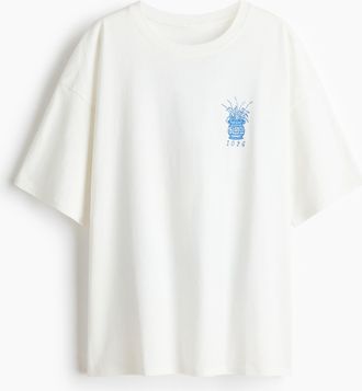 H&M Oversized T-Shirt mit Motivprint - Weiss