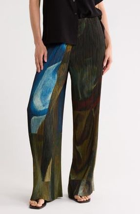 Lafayette 148 New York Parkside Pliss&eacute; Pants in Burnt Sienna Multi at Nordstrom Rack, Size Large