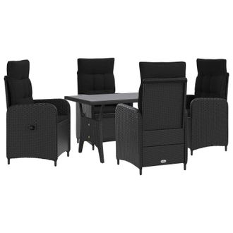 vidaXL Juego De Comedor Para Exteriores 5 Pcs Negro Rat&aacute;n Sint&eacute;tico Vidaxl