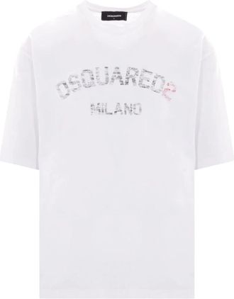 Dsquared2 Casual T-Shirt 100 - Heren - T-shirts - Wit - L - Katoen - Tops